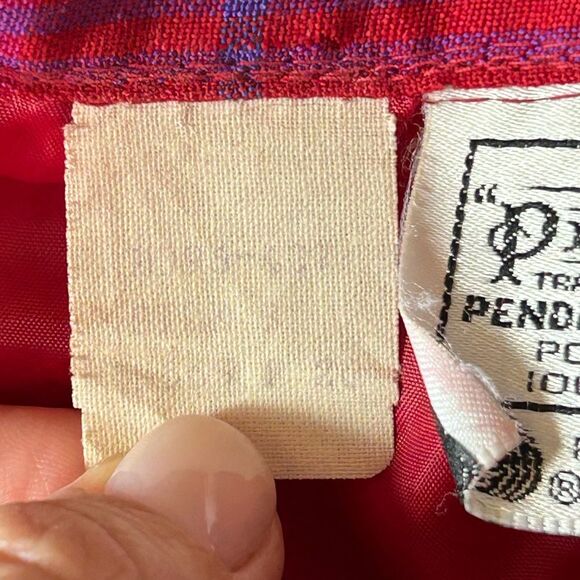 Vintage Pendleton 100% Pure Virgin Wool Red Plaid Midi Skirt MEASUREMENTS - Picture 4 of 9